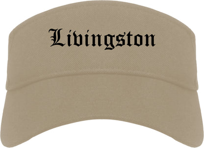 Livingston Texas TX Old English Mens Visor Cap Hat Khaki