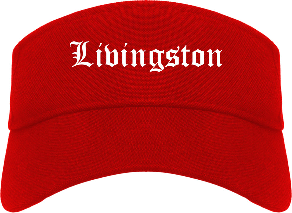 Livingston Texas TX Old English Mens Visor Cap Hat Red
