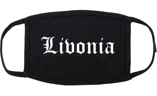 Livonia Michigan MI Old English Cotton Face Mask Black