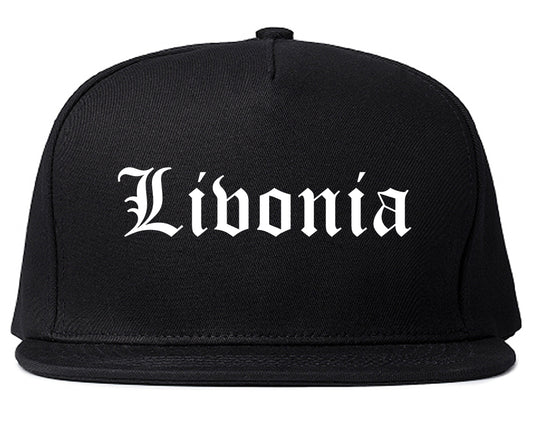 Livonia Michigan MI Old English Mens Snapback Hat Black