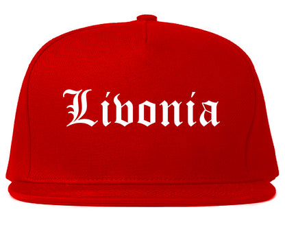 Livonia Michigan MI Old English Mens Snapback Hat Red