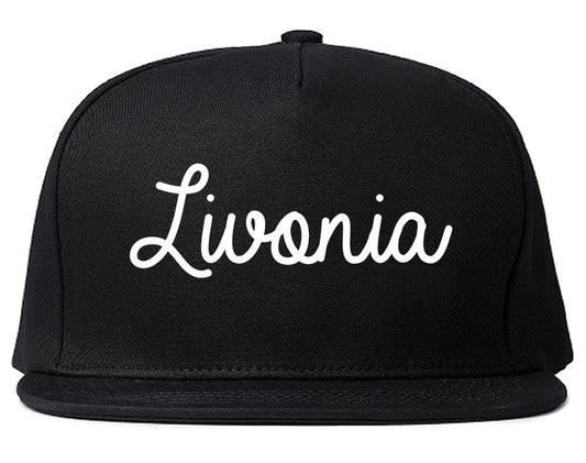 Livonia Michigan MI Script Mens Snapback Hat Black