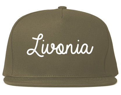 Livonia Michigan MI Script Mens Snapback Hat Grey
