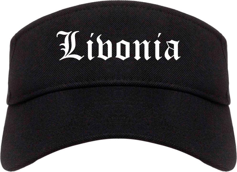 Livonia Michigan MI Old English Mens Visor Cap Hat Black
