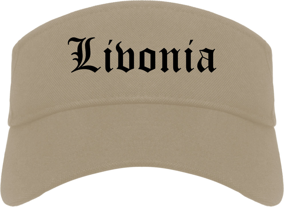 Livonia Michigan MI Old English Mens Visor Cap Hat Khaki
