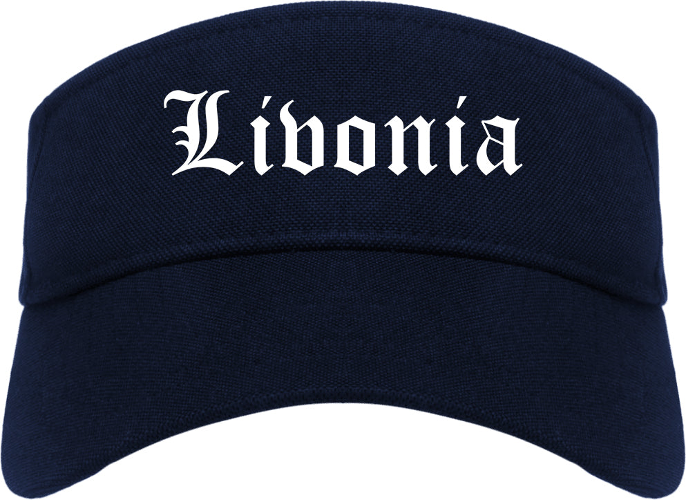 Livonia Michigan MI Old English Mens Visor Cap Hat Navy Blue