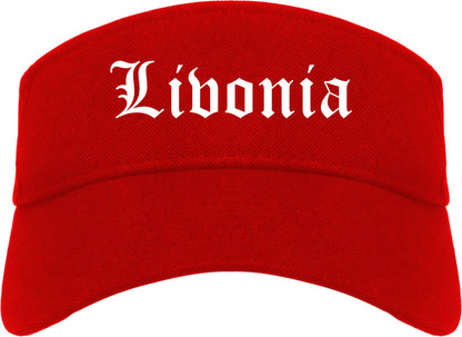 Livonia Michigan MI Old English Mens Visor Cap Hat Red