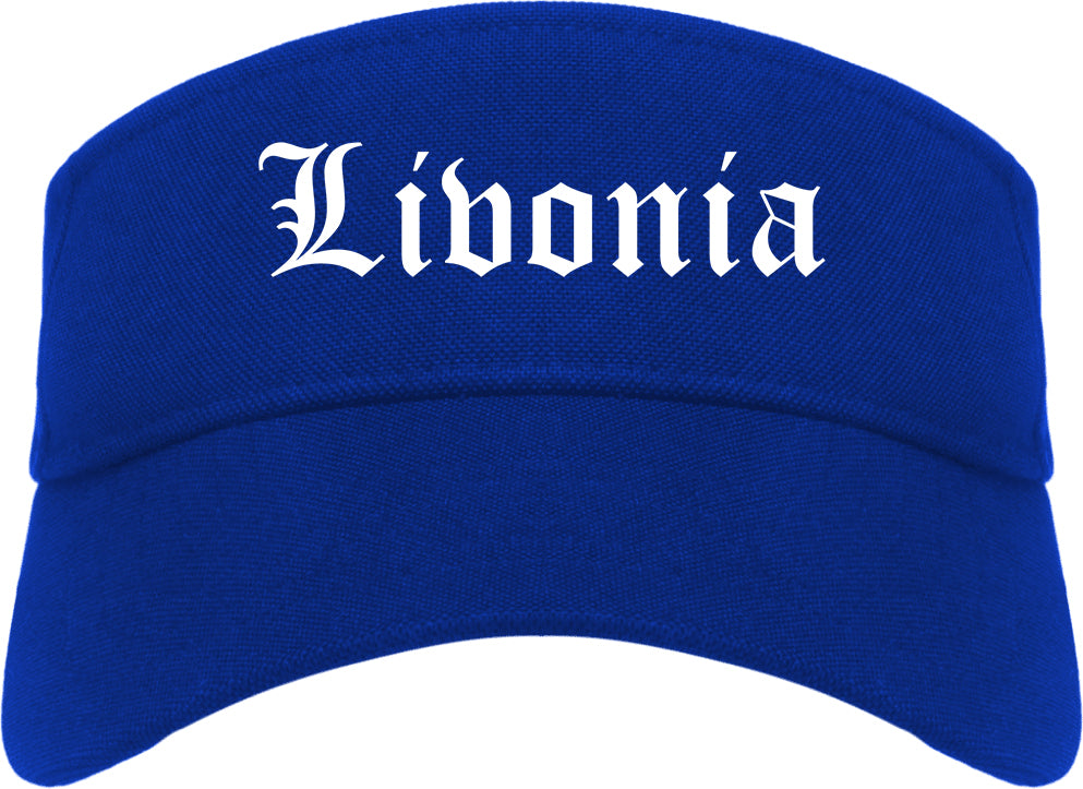 Livonia Michigan MI Old English Mens Visor Cap Hat Royal Blue