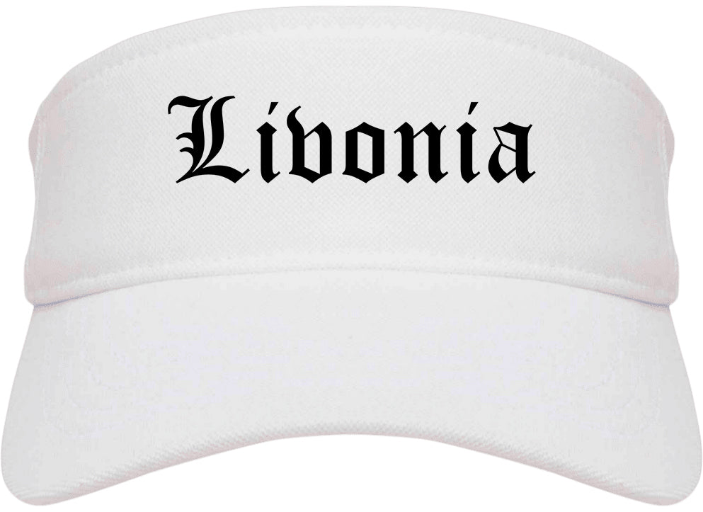Livonia Michigan MI Old English Mens Visor Cap Hat White