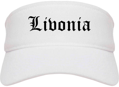 Livonia Michigan MI Old English Mens Visor Cap Hat White