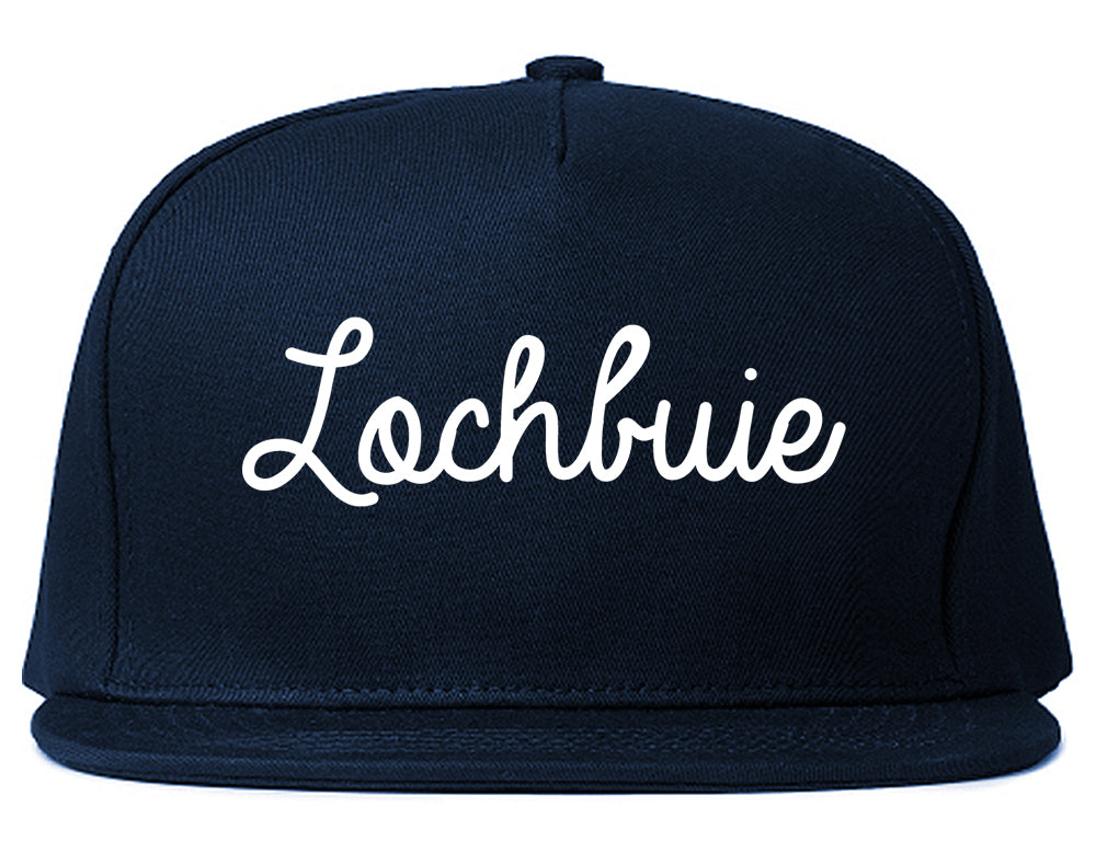 Lochbuie Colorado CO Script Mens Snapback Hat Navy Blue