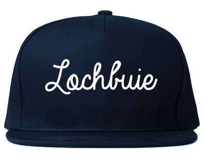 Lochbuie Colorado CO Script Mens Snapback Hat Navy Blue
