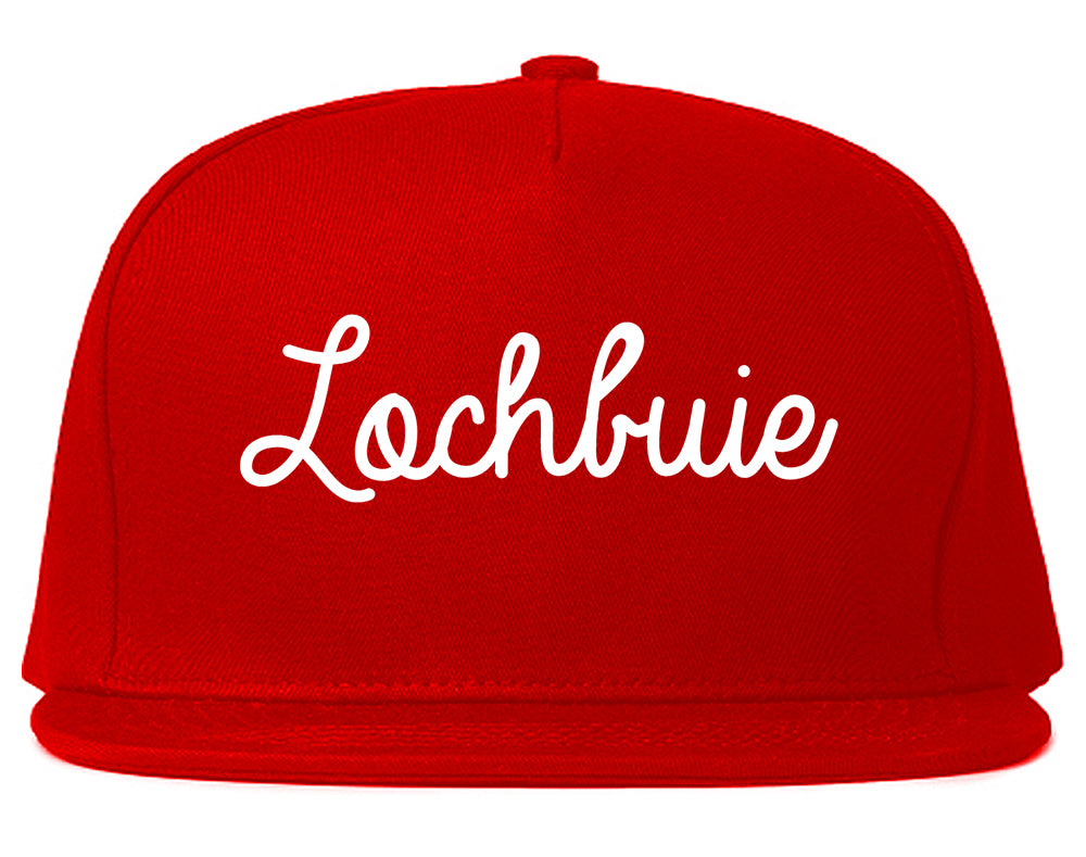 Lochbuie Colorado CO Script Mens Snapback Hat Red