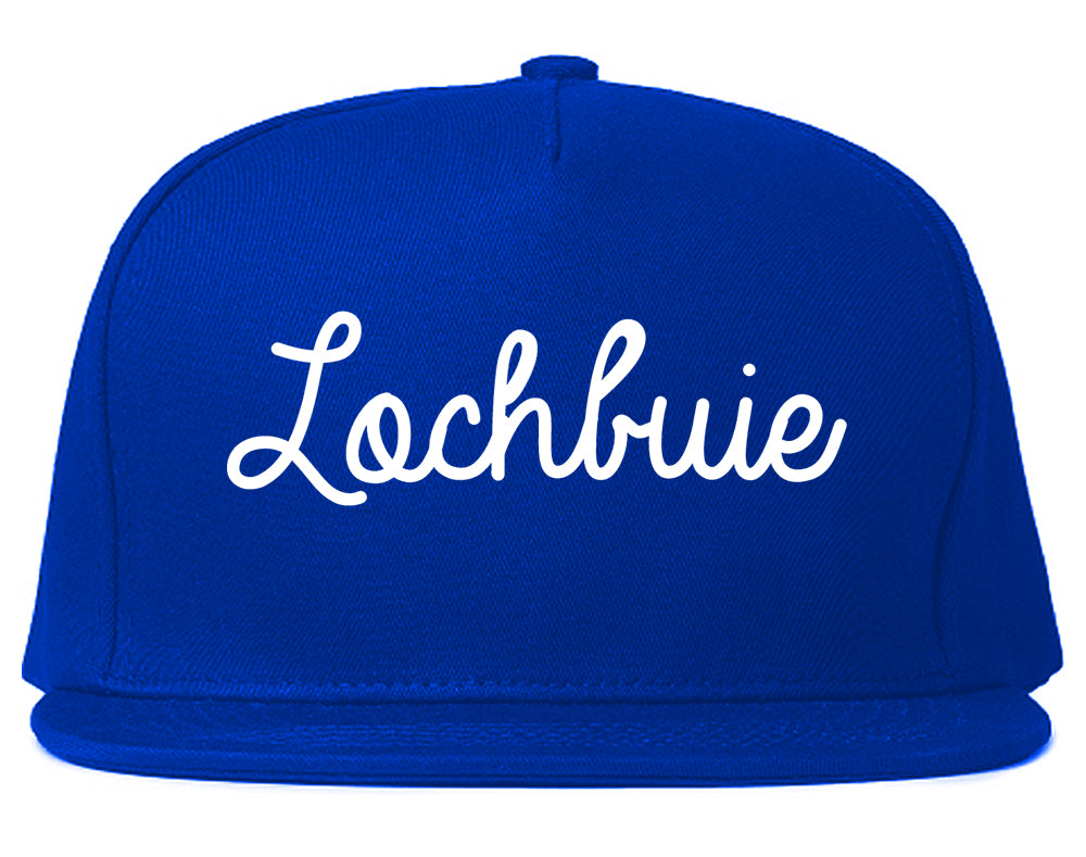 Lochbuie Colorado CO Script Mens Snapback Hat Royal Blue
