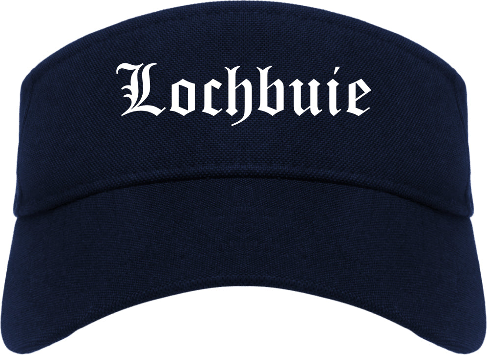 Lochbuie Colorado CO Old English Mens Visor Cap Hat Navy Blue