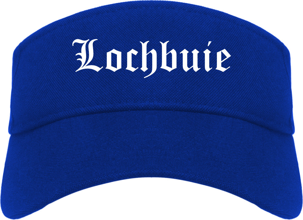 Lochbuie Colorado CO Old English Mens Visor Cap Hat Royal Blue