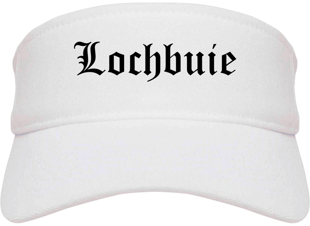 Lochbuie Colorado CO Old English Mens Visor Cap Hat White