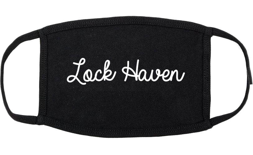 Lock Haven Pennsylvania PA Script Cotton Face Mask Black