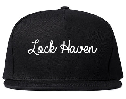 Lock Haven Pennsylvania PA Script Mens Snapback Hat Black
