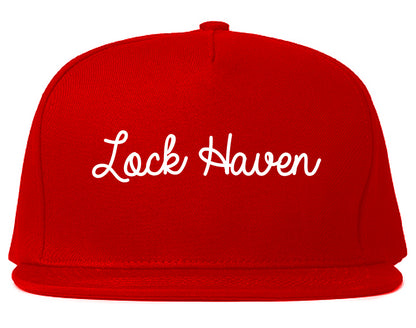 Lock Haven Pennsylvania PA Script Mens Snapback Hat Red