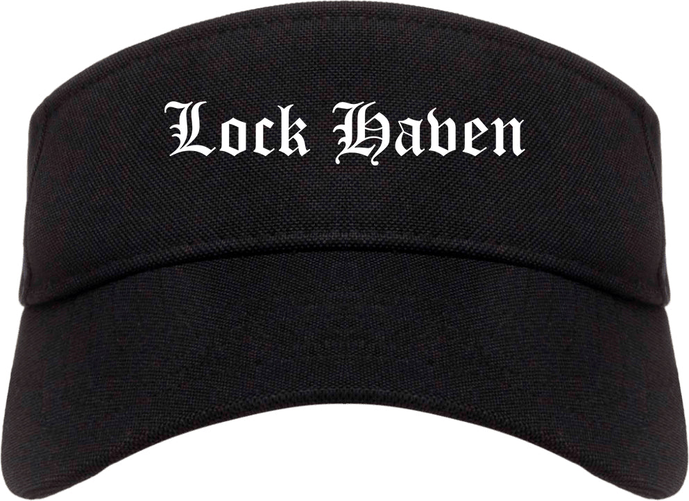 Lock Haven Pennsylvania PA Old English Mens Visor Cap Hat Black