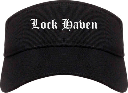 Lock Haven Pennsylvania PA Old English Mens Visor Cap Hat Black