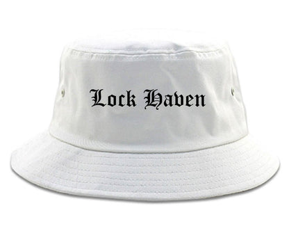 Lock Haven Pennsylvania PA Old English Mens Bucket Hat White
