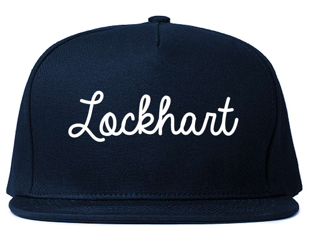 Lockhart Texas TX Script Mens Snapback Hat Navy Blue