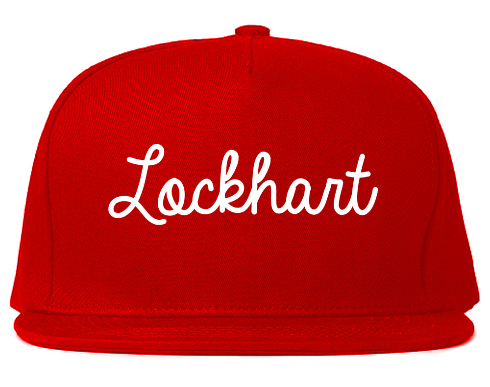 Lockhart Texas TX Script Mens Snapback Hat Red
