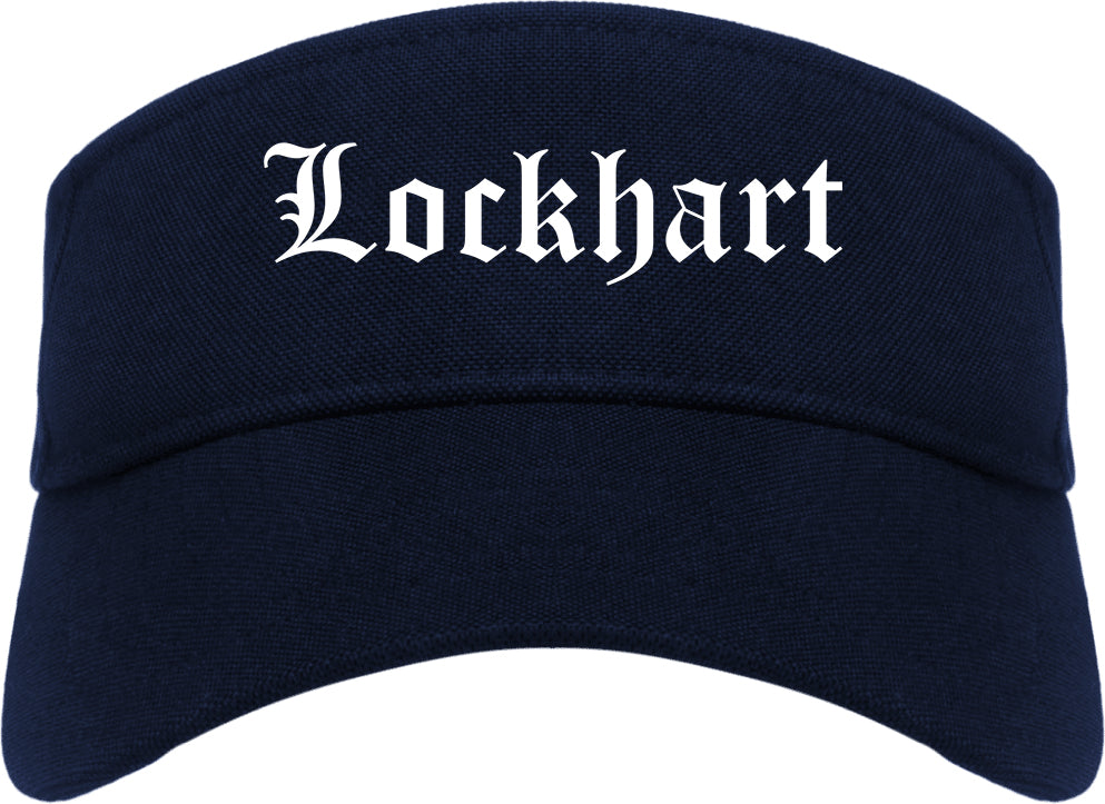Lockhart Texas TX Old English Mens Visor Cap Hat Navy Blue