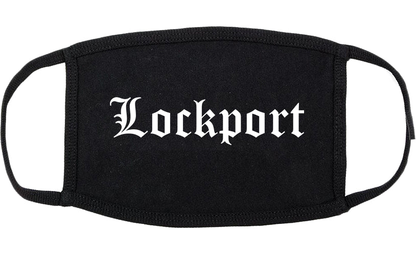 Lockport Illinois IL Old English Cotton Face Mask Black