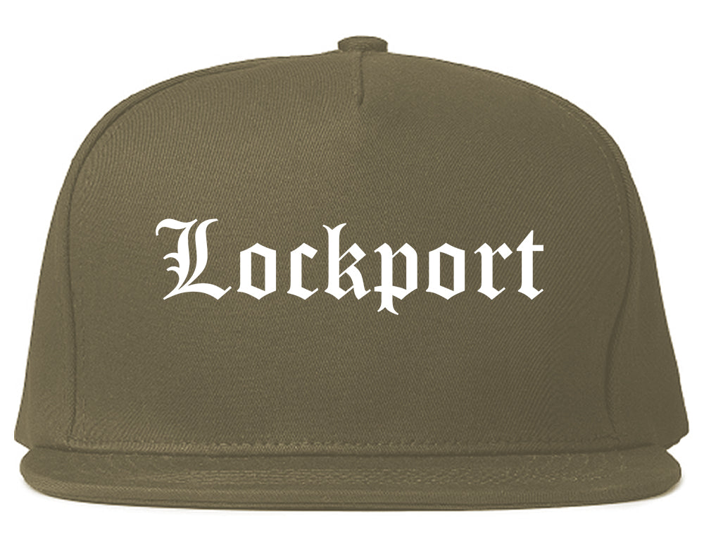Lockport Illinois IL Old English Mens Snapback Hat Grey