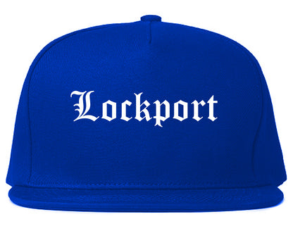 Lockport Illinois IL Old English Mens Snapback Hat Royal Blue