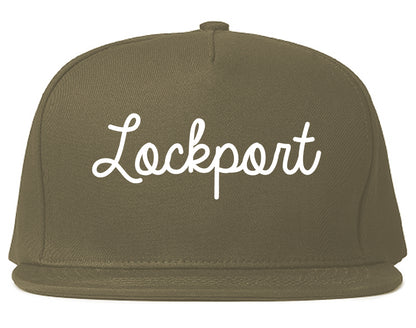 Lockport Illinois IL Script Mens Snapback Hat Grey