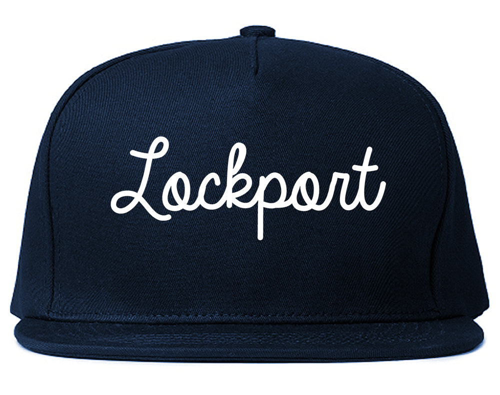Lockport Illinois IL Script Mens Snapback Hat Navy Blue
