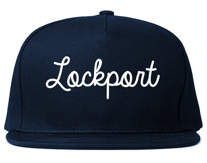 Lockport Illinois IL Script Mens Snapback Hat Navy Blue