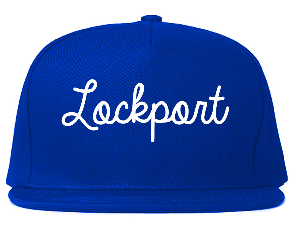 Lockport Illinois IL Script Mens Snapback Hat Royal Blue