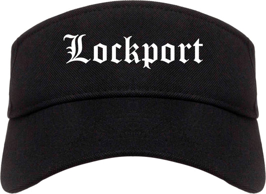 Lockport Illinois IL Old English Mens Visor Cap Hat Black