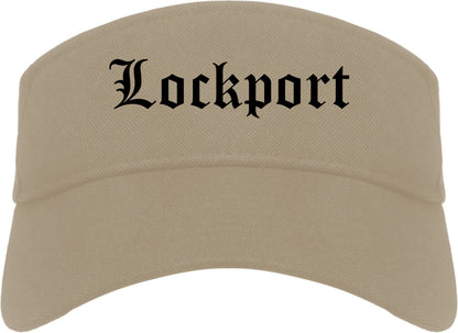 Lockport Illinois IL Old English Mens Visor Cap Hat Khaki