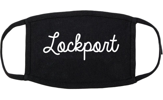 Lockport New York NY Script Cotton Face Mask Black