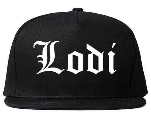 Lodi California CA Old English Mens Snapback Hat Black