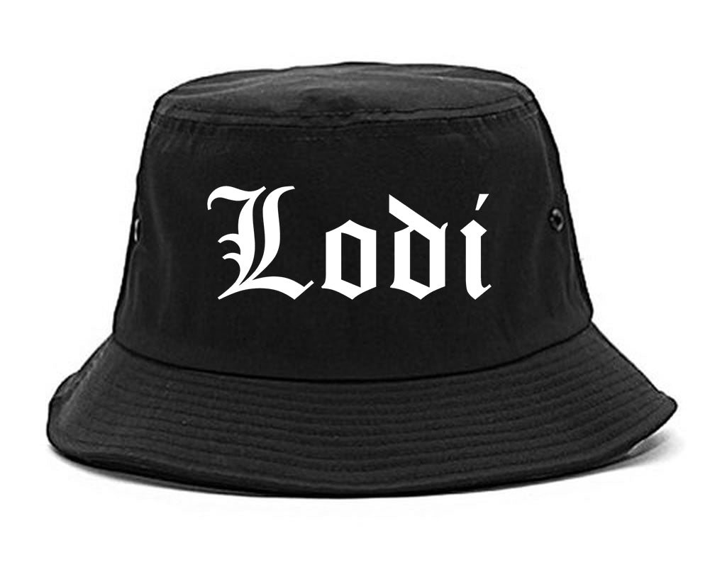 Lodi California CA Old English Mens Bucket Hat Black