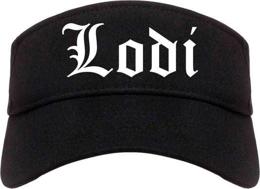 Lodi California CA Old English Mens Visor Cap Hat Black