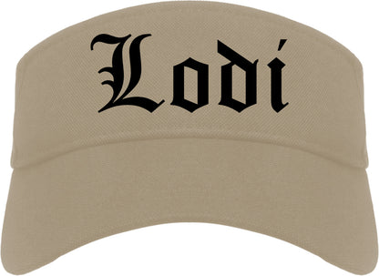 Lodi California CA Old English Mens Visor Cap Hat Khaki
