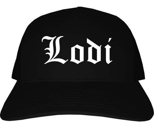 Lodi New Jersey NJ Old English Mens Trucker Hat Cap Black