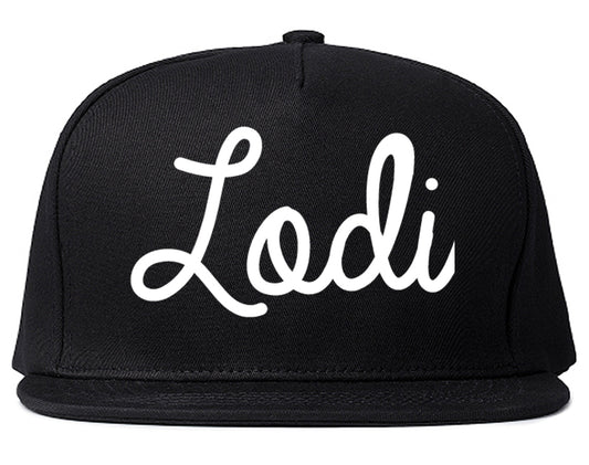 Lodi New Jersey NJ Script Mens Snapback Hat Black