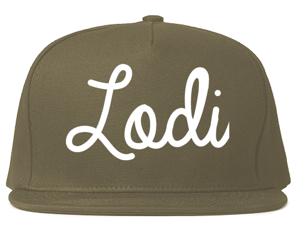 Lodi New Jersey NJ Script Mens Snapback Hat Grey