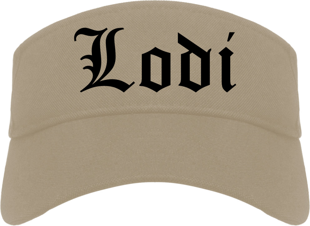 Lodi New Jersey NJ Old English Mens Visor Cap Hat Khaki