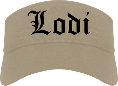 Lodi New Jersey NJ Old English Mens Visor Cap Hat Khaki