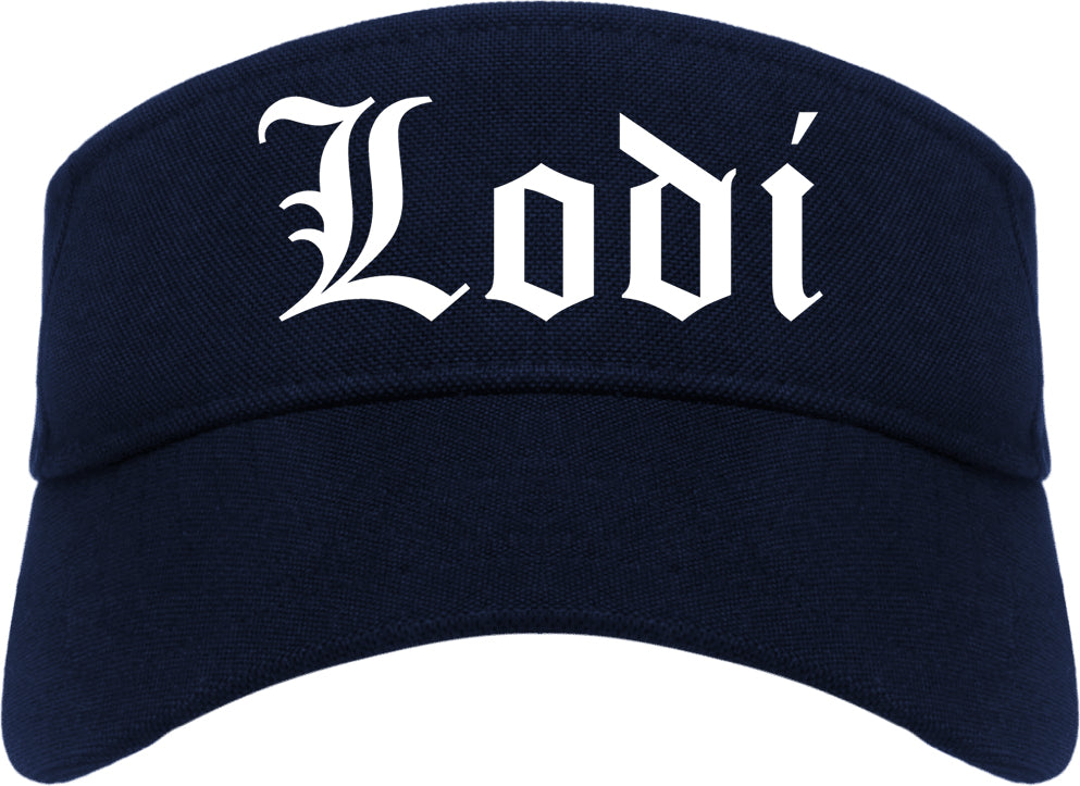 Lodi New Jersey NJ Old English Mens Visor Cap Hat Navy Blue